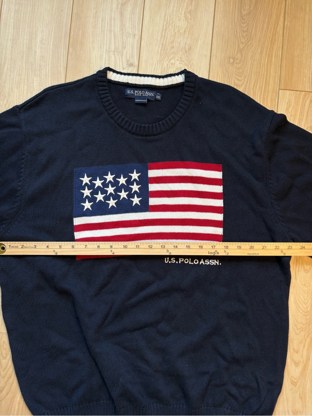 U.S. Polo Assn. American Flag Navy Cotton Crewneck Sweater - Picture 4 of 6